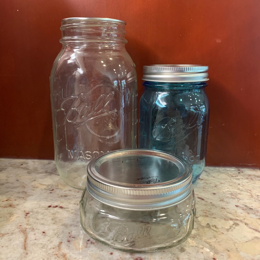 Set of 3 Ball Mason Jars 32oz, 16oz, 8oz